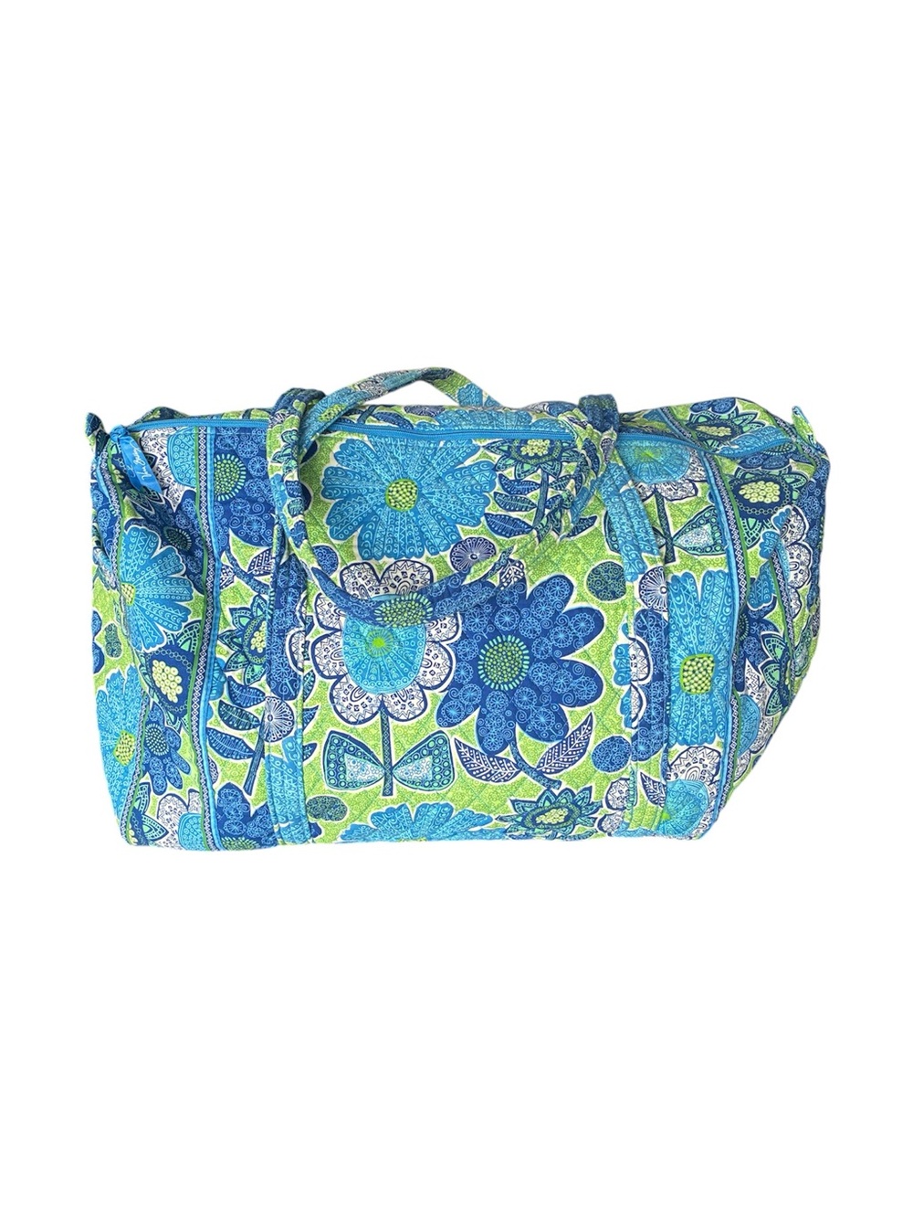Vera Bradley Blue & Green Floral Quilted XL Shoulder Travel Duffel